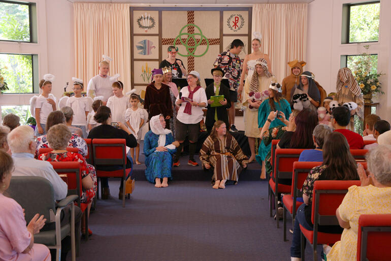 Children, young people and adult helpers stage the 2025 Chartwell Cooperating parish Christmas play last Sunday.