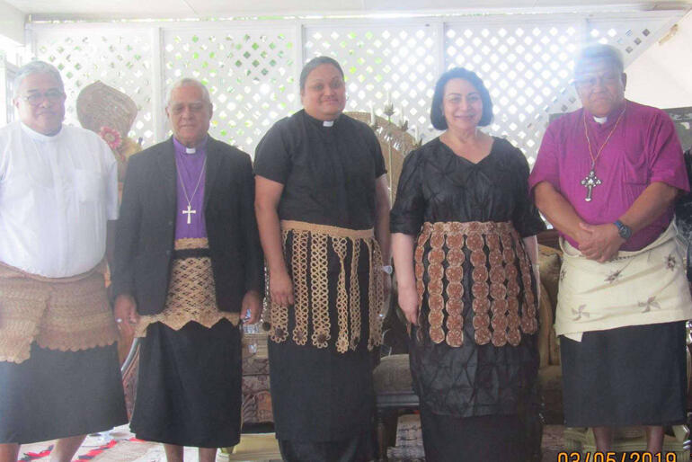 Rev Sione Uluilakepa, Rt Rev 'Afa Vaka, Ven Sepiuta Hala'api'api, Hon Frederica Tuita, and Archbishop Fereimi Cama in 2019.